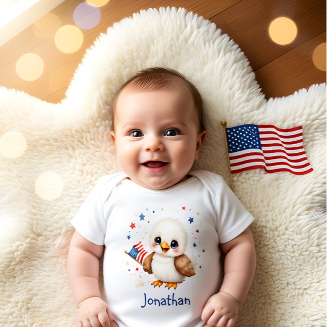 Personalisierter süßer Patriot Baby Adler  Strampler (Von Creator hochgeladen)