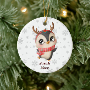 Personalisierter süßer Pinguin - Mein erstes Weihn Keramik Ornament