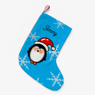Personalisierter süßer Pinguin mit Weihnachtsmannh Kleiner Weihnachtsstrumpf