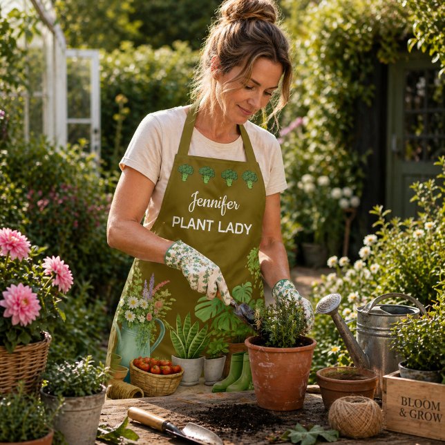 Personalisierter süßer Plant Lady Garten Schürze (Personalized cute Plant Lady garden Apron. For garden lovers and gardeners.)