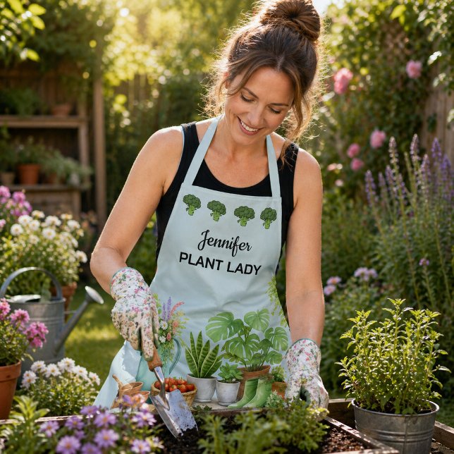 Personalisierter süßer Plant Lady Garten Schürze (Personalized cute Plant Lady garden Apron. You can add your own name to personalize. For gardeners.)