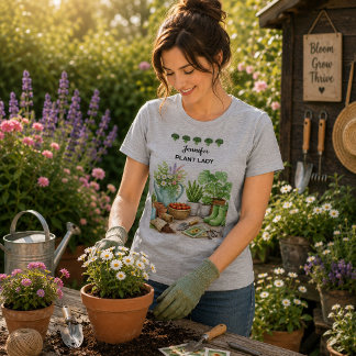Personalisierter süßer Plant Lady Garten Tri-Blend Shirt