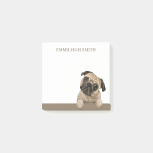 Personalisierter süßer Pug-Welpe-Hund-Name Post-it Klebezettel