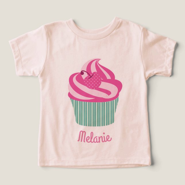 Personalisierter süßer rosa Cupcake (Design Vorderseite)