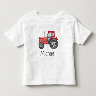 Personalisierter süßer roter Traktor Farm Wasserfa Kleinkind T-shirt