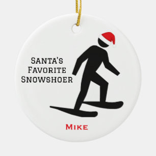 Personalisierter süßer Santas Lieblings-Schneeschu Keramik Ornament