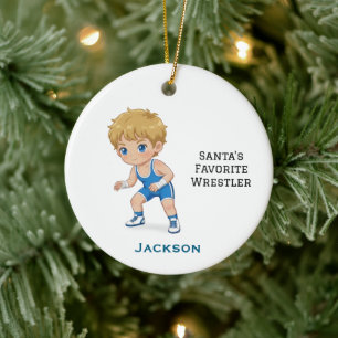 Personalisierter süßer Santas Lieblingsringer Keramik Ornament