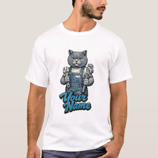Personalisierter süßer Scottish Fold Katzenklempne T-Shirt