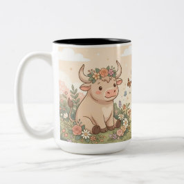 Personalisierter süßer Stier-Sternzeichen-Becher Zweifarbige Tasse
