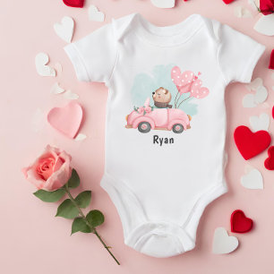 Personalisierter süßer Teddy-Herzen Valentinstag f Baby Strampler