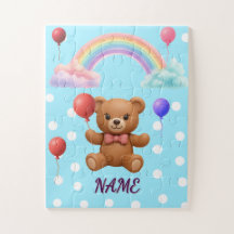 Personalisierter süßer Teddybär-Ballon-Jigsaw-Puzz