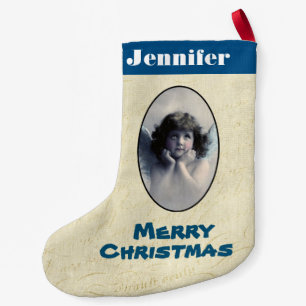 Personalisierter süßer Vintage-Engel Weihnachten Kleiner Weihnachtsstrumpf