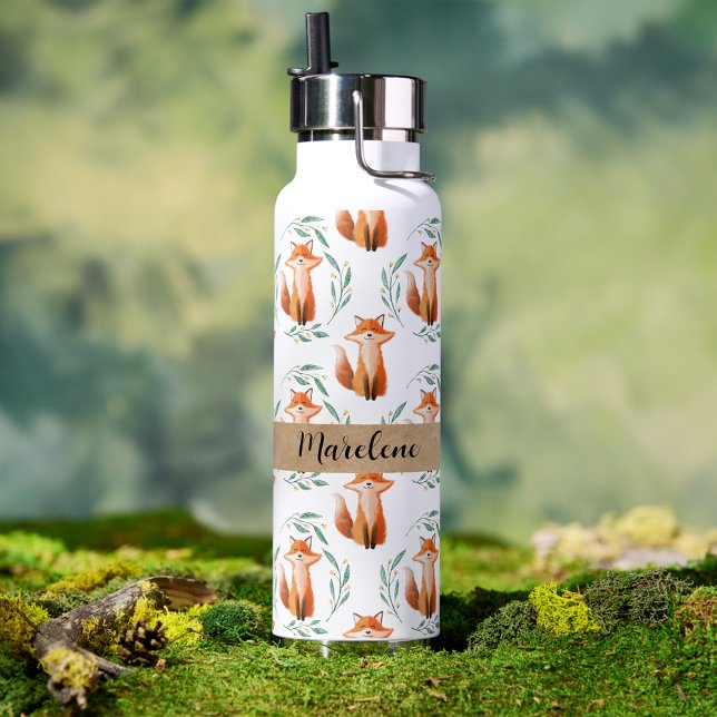 Personalisierter Süßer Wald Fuchs Kinder Schule Trinkflasche (Von Creator hochgeladen)