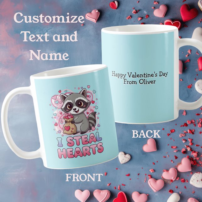 Personalisierter süßer Waschbär zum Valentinstag Kaffeetasse (Von Creator hochgeladen)