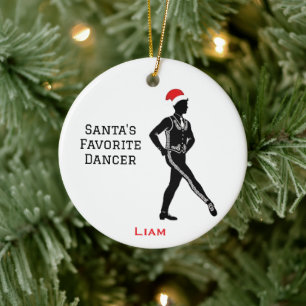 Personalisierter süßer Weihnachts-Ire beim Tanzen Keramik Ornament