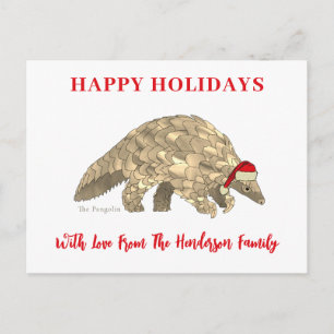 Personalisierter Süßer Weihnachts-Pangolin Feiertagspostkarte