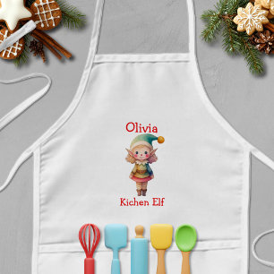 Personalisierter süßer Weihnachtself Kinderschürze