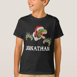 Personalisierter T-Rex Weihnachtsmann Dinosaurier T-Shirt