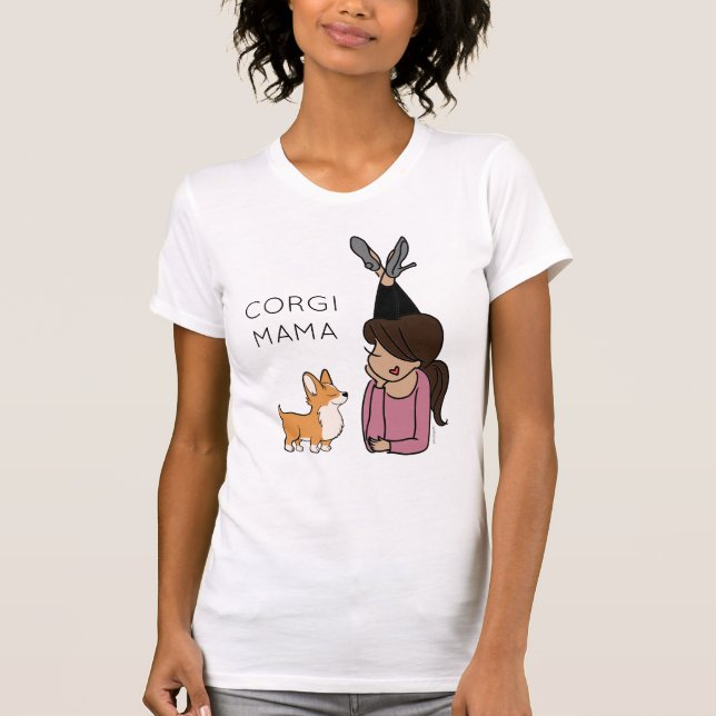 Personalisierter T - Shirt Corgi Mama (Vorderseite)