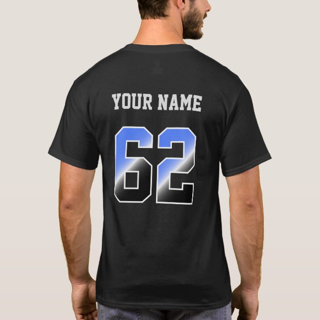 Personalisierter T - Shirt mit der Blauen Nummer 6 (Rückseite)