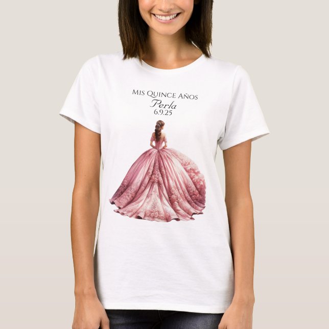 Personalisierter T - Shirt Quinceañera (Vorderseite)