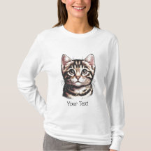 Personalisierter Tabby Face Long Sleeve T - Shirt