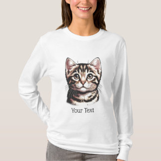 Personalisierter Tabby Face Long Sleeve T - Shirt