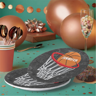 Personalisierter Tafel-Basketball und Band Pappteller