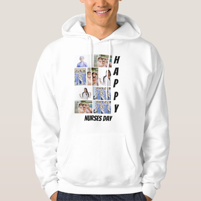 Personalisierter Tag der Neugeborenen 9 FotoCollag Hoodie (Vorderseite)