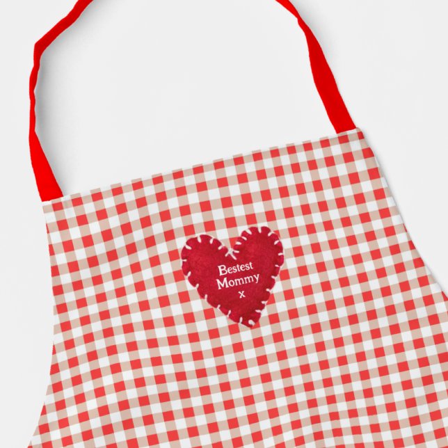 Personalisierter Tag der Rotfüsse Gingham Mutter Schürze (Von Creator hochgeladen)