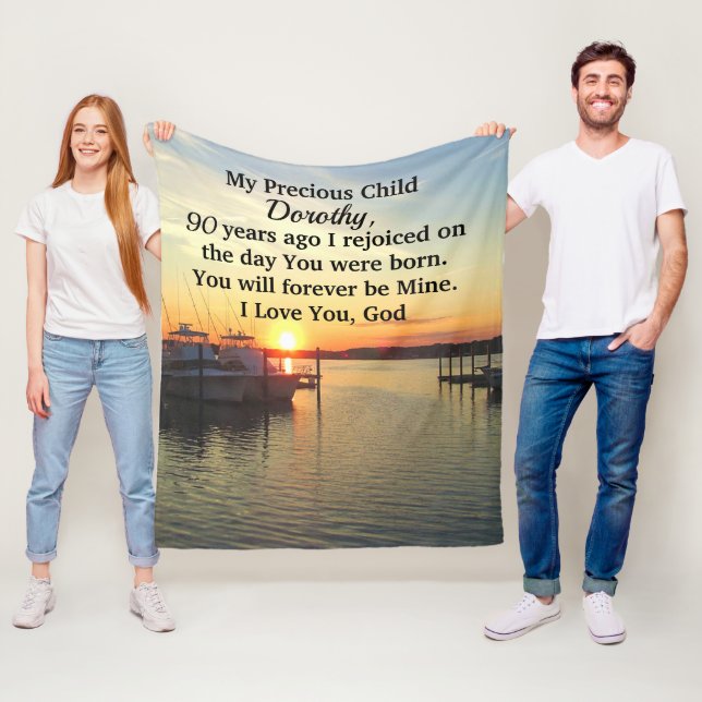 Personalisierter TAG DES 90. GEBURTSTAGS Fleecedecke (Beispiel)