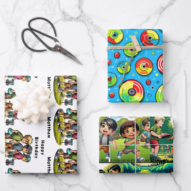 Personalisierter Tag des Golfspiels Geschenkpapier Set (Vorderseite)