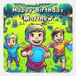 Personalisierter Tag des Golfspiels Quadratischer Aufkleber