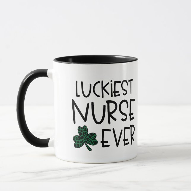 Personalisierter Tag des Hl. Patty "Luckiest Nurse Tasse (Links)