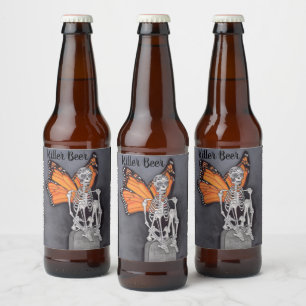 Personalisierter Tag des Toten Halloween-Skeletts Bierflaschenetikett