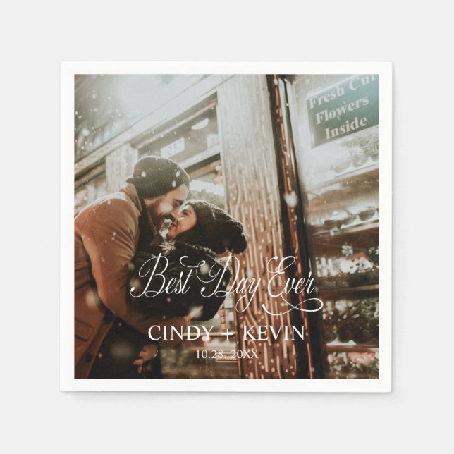 Personalisierter Tag je Foto Hochzeitspapier Serviette (Vorderseite)