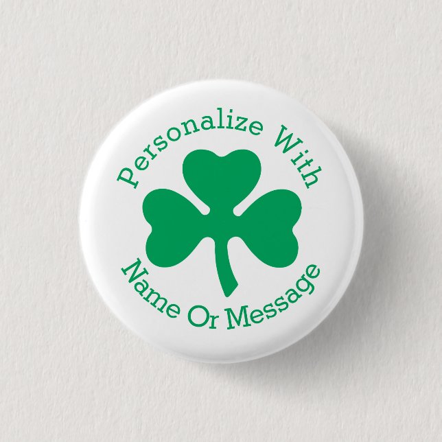 PERSONALISIERTER Tag Kleeblatt-St. Patricks Button (Vorderseite)