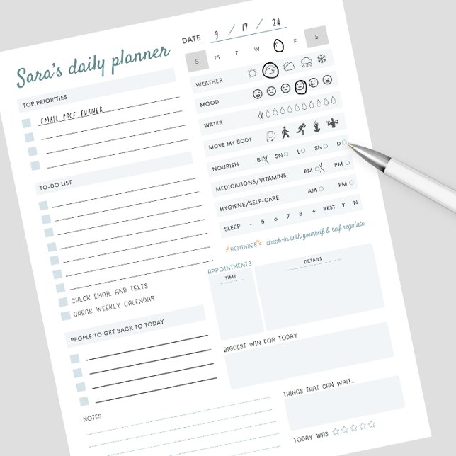 Personalisierter Tagesplaner Mental & Physical Notizblock (customized daily planners are perfect for keeping track of mental health, physical health )
