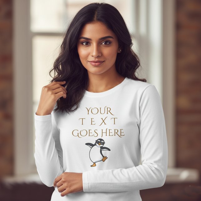 Personalisierter tanzender Pinguintext T-Shirt (Von Creator hochgeladen)