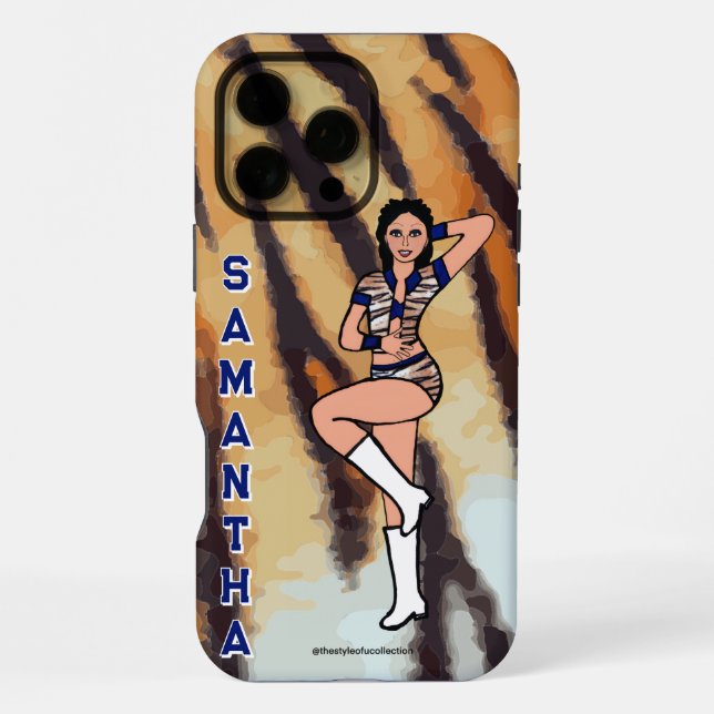 Personalisierter Tänzer Blauer Tiger #2 iPhone Hülle (Rückseite)