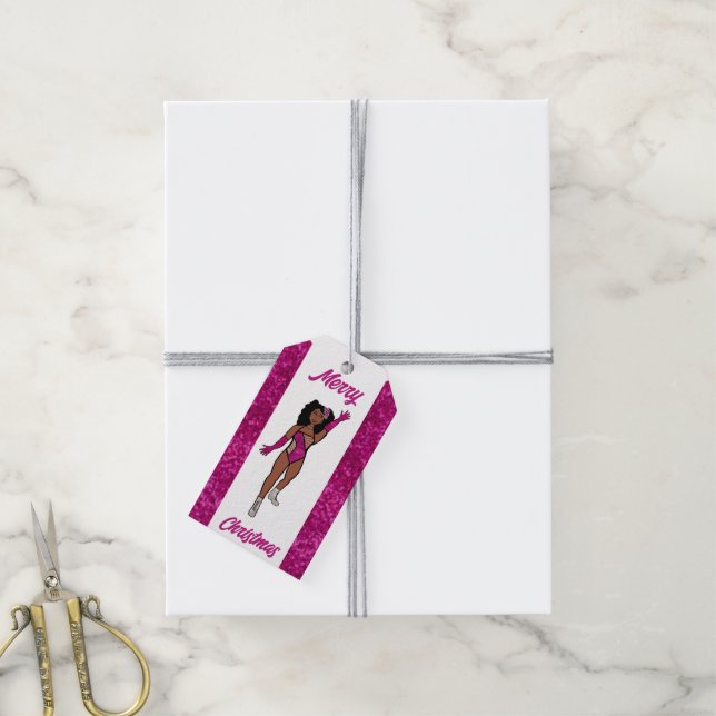 Personalisierter Tänzer - Geschenk Tag Fuschia A Geschenkanhänger (Mit Garn)