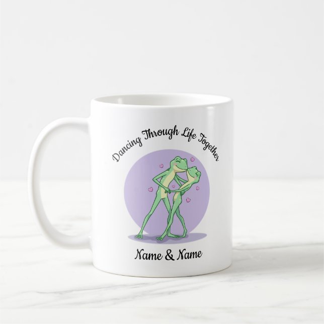 Personalisierter Tanzfrosch-Paar-Becher Kaffeetasse (Links)
