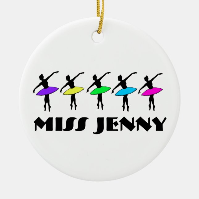 Personalisierter Tanzlehrer Ballerina Pointe Keramik Ornament (Vorne)