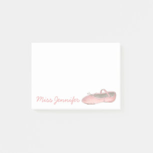 Personalisierter Tanzlehrer Rosa Ballett Slipper Post-it Klebezettel