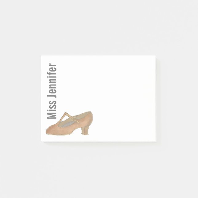 Personalisierter Tanzlehrer Tan-Charakterschuh Post-it Klebezettel (Vorderseite)