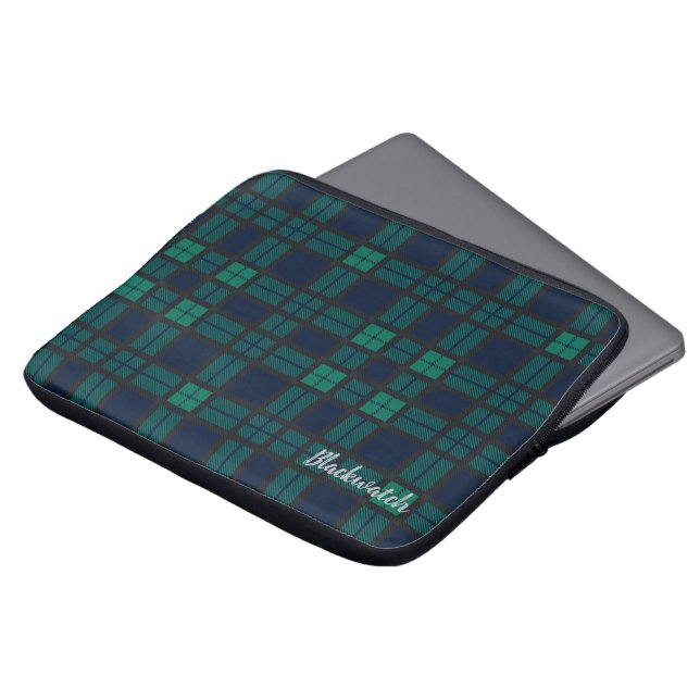 Personalisierter Tartan Clan Black Watch Karierte  Laptopschutzhülle (Vorne Oben)