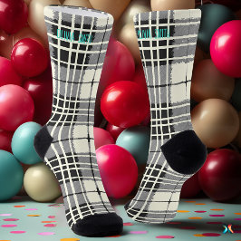 Personalisierter Tartan mit Kariertem Schwarz und  Socken