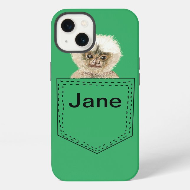 Personalisierter Taschenaffe iPhone Hülle (Rückseite)
