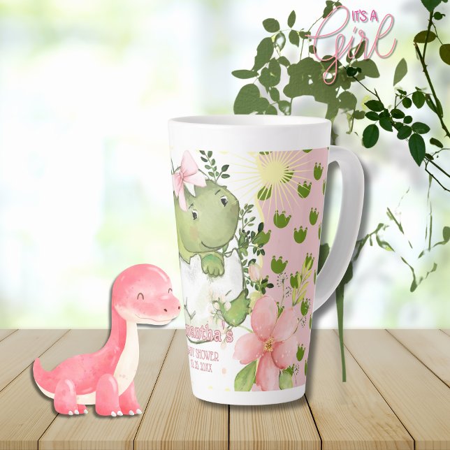 Personalisierter Tasse Geschenk mit rosa Dino-Fußa (Pink Dino Footprint Custom Mug Gift for Mom-to-Be)