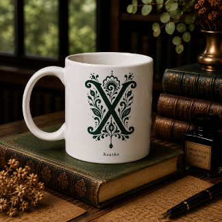 Personalisierter Tasse mit Linolschnitt-Buchstabe
